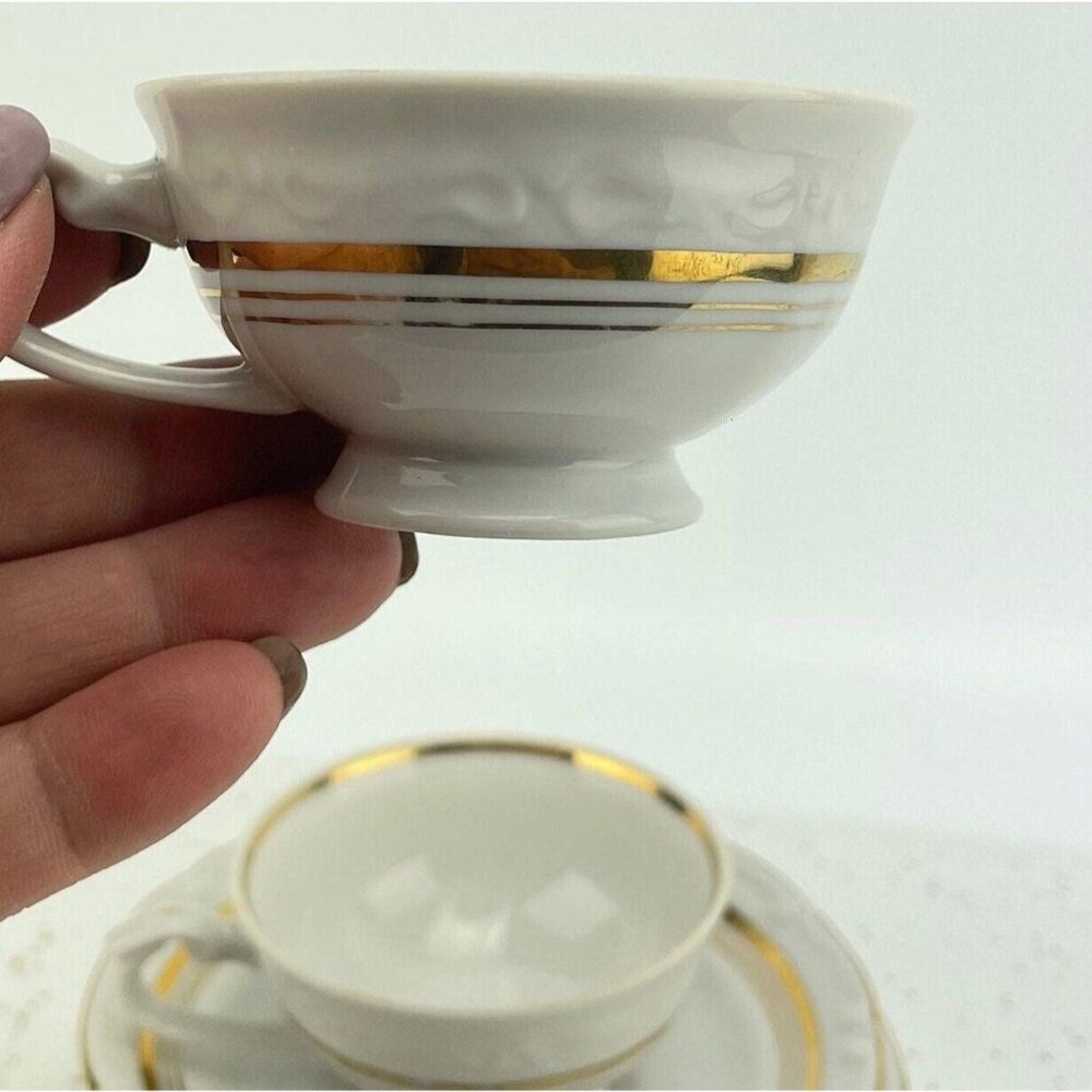 Vintage Chodziez Poland,  tea / espresso cups and saucers, set of 4